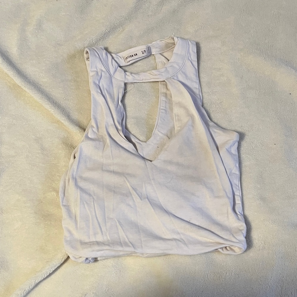 Cotton On Cream Tank Top with Cutout Design